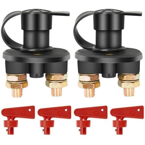 LaBlanc - Coupe Circuit Batterie 12V/24V, 2 pièces Déconnexion d'isolateur de Batterie Interrupteurs Batterie Voiture Coupe Batterie pour Voitures Camping-Cars Camions Navires Yachts (1/4)