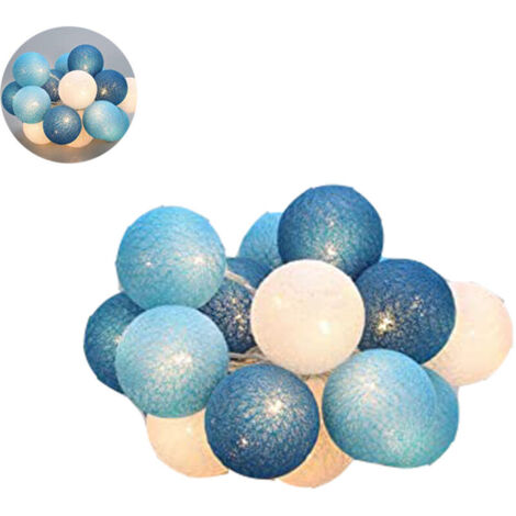 Guirlande Lumineuse Boule Coton LED USB, 5.6 M 20 LED 8 Modes Avec Télécommande, Pour décoration de balcon, Mariage, Fête, Chamber (1/4)