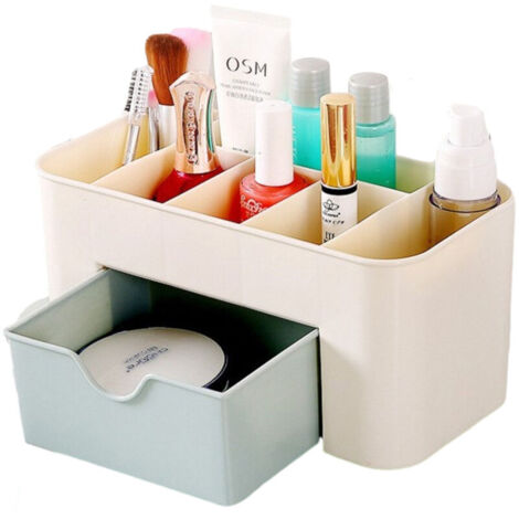 Organisateur de maquillage, organiseur de comptoir pour cosmétiques, bureau de salle de bain et de chambre, 1 tiroir 6 compartiments pour cosmétiques, lotions, rouges à lèvres, soins des ongles, pince (1/4)