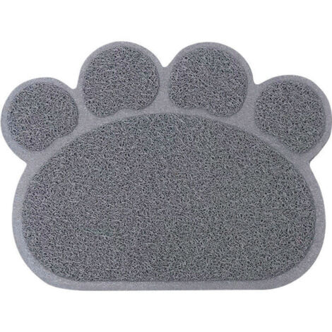Tapis Litière Pour Chats, Haute Qualité Bac À Litière Pour Chats Grande, Matériel de Pvc, Forme de Patte de Chat Mignon, Imperméable et Durable, Facile À Nettoyer, Antidérapant, Gris, 40 cm × 30 cm (1/4)