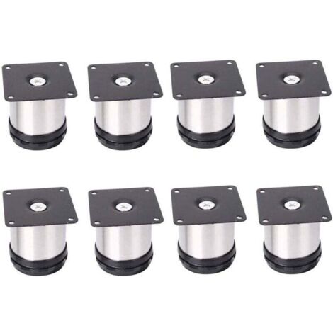 8 Pieds De Meubles RéGlables En Acier Inoxydable,Réglables 50 mm De Hauteur épaissir les pieds d'armoire Pieds de table Pieds de meubles,Acier inoxydable brossé,Hauteur réglable 0-15 mm (1/4)