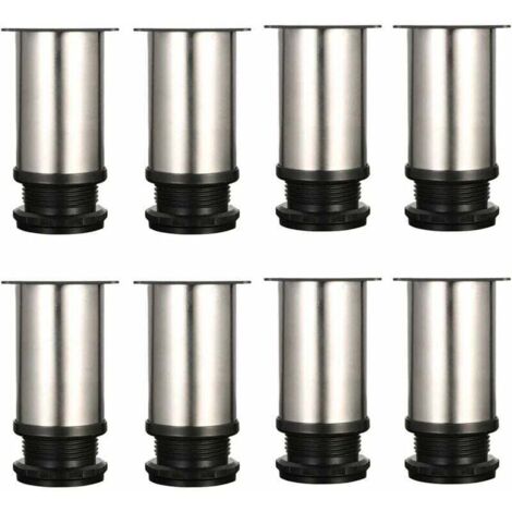 Basetbl – Lot de 8 pieds de meubles réglables – Chrome métal – Hauteur ajustable 80-95mm – Vis de fixation incluses – Pour meubles divers (1/4)