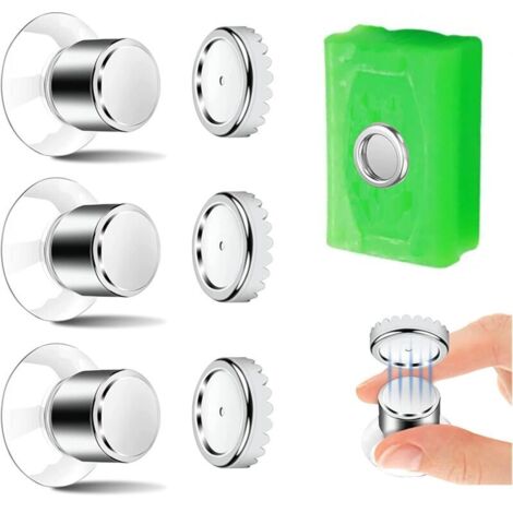 Lot de 3 Porte-Savon Magnétique, ZYNERY Ventouse - Fixation Solide, Porte-Savon de Douche sans Perçage, Aimanté en Acier Inoxydable pour Salle de Bain et Cuisine (1/5)