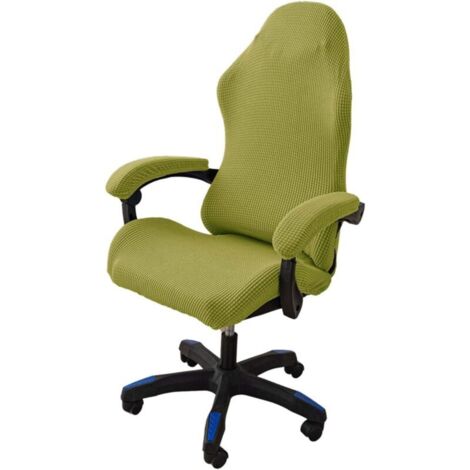 4 Pièces Housse de Chaise de Bureau avec Accoudoirs,Housses de Chaise de Gaming,Housse Fauteuil Bureau Lavable,Antidérapant,Convient aux chaises de Jeu,chaises d'ordinateur,chaises pivotantes (Vert)