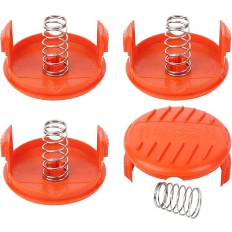 4 Pièce Capuchon de Bobine Tondeuse,Capuchon de Bobine,Tondeuse Capuchon de Bobine Ressorts,Couvercle de Bobine pour Coupe Bordures,pour tondeuses à gazon Black Decker, RC-100-P