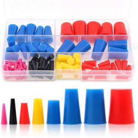 Lot de 100 bouchons de protection coniques en caoutchouc de silicone haute température parfaits pour le revêtement en poudre, la peinture, l'anodisation, le placage et le sablage de médias (1/4)