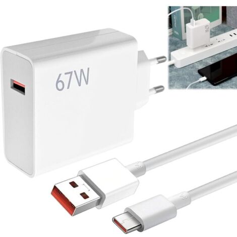 67W Chargeur Xiaomi Charge Rapide, Chargeur Redmi 67w et 6A Type C Cable Mi Turbo, chargeurs 67w pour xiaomi 14 13 12 12t 12s Pro Lite Redmi Note K60 K50 11 11s 12 Pro Plus