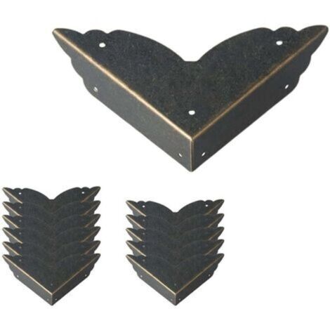 Lot de 12 protections d'angle vintage en métal - Style antique - Protection des bords de meubles - Pour table, coffre, boîte à bijoux (1/4)