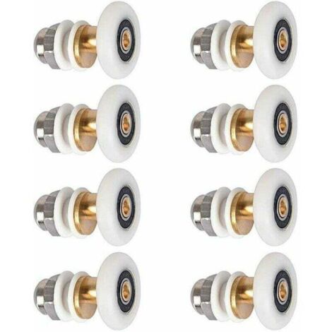 Roulettes pour portes de douche : Ensemble de 8 roulettes de rechange de 25 mm pour portes de douche coulissantes.
