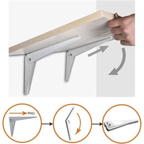 Support Console Rabattable Support Mural Pliant 2 pièces, Repliable Rabattable en Métal Support ...