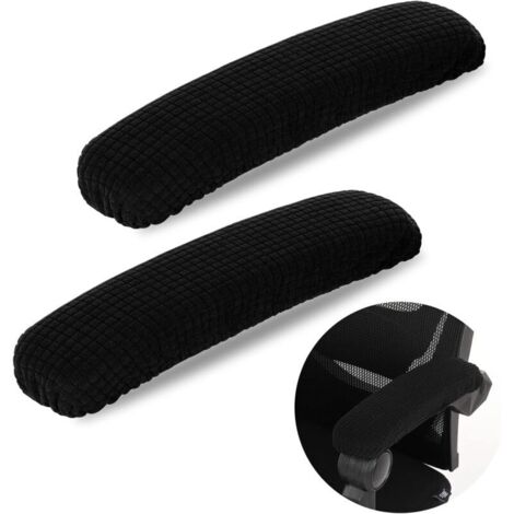 2 Couvertures d'Accoudoir de Bureau Extensible en Polyester - Protection pour Coudes (Longueur 40cm) (Noir)