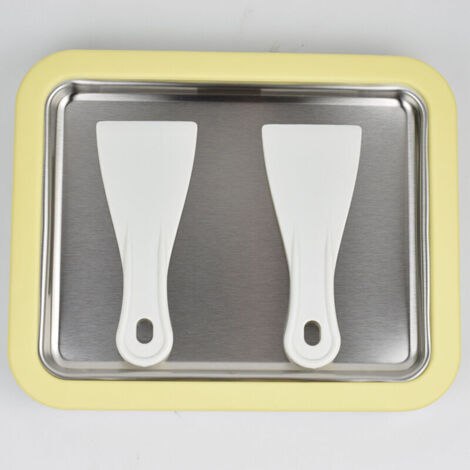 Machine Crème Glacée avec 2 Spatules, Plaque Glace Roulée Instantanée, Maker Ice Cream pour DIY Famille, Plateau Roll Gelato pour Fabrication Glaces, Yaourt, Smoothie Fruits, Milkshake, Sorbet (1/4)