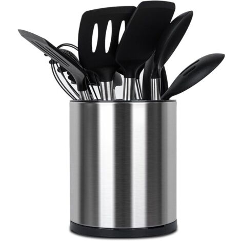 Pot Ustensiles Cuisine Porte Ustensiles Rotatif à 360° Grand Rangement Cuisine Organisateur Support à Ustensile 3 Compartiments