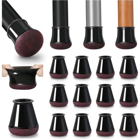 40 pièces Protection Pied de Chaise, Patins pour Chaises en Silicone avec Feutre épaissi, Noir Patin de Chaise Protections tampon de Sol, réduire les rayures, diamètre 14-20mm (1/4)