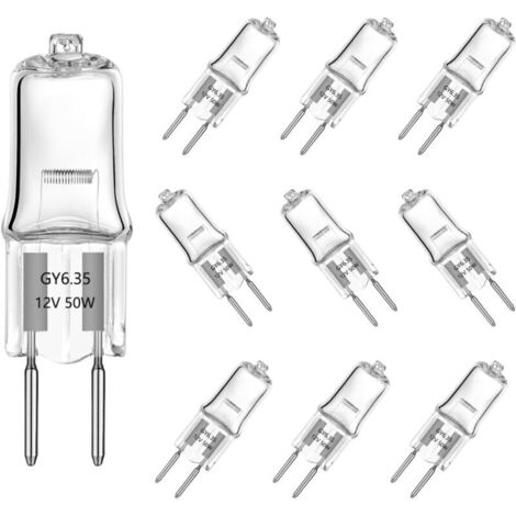 Ampoules Lampe Halogène G6.35 Lampe Halogène 50W 12V 650lm, lampe porte - stylo halogène GY6.35 pour Lustre, éclairage de paysage, Blanc Chaud 2700k (10 pcs [Classe énergétique G]