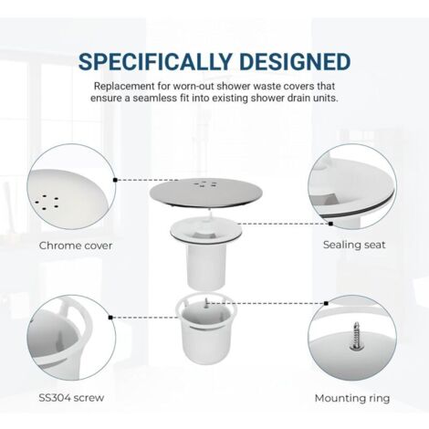 Bouchon De Vidange De Douche 90mm/115mm Avec Finition Chromée - Siphon Rapide Et Facile à Installer