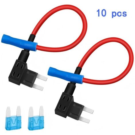 Lot de 10 fusibles avec adaptateur de circuit - Porte-fusible à double fente avec fusible de voiture - Pour voiture, camion, bateau (1/4)