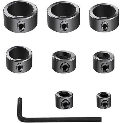 Butée de Profondeur Bague,8 pcs Positionneur de Foret,Colliers de Butée de Profondeur,3mm,4mm,5mm,6mm,8mm,10mm,12mm,16mm Localisateur,Limiteur de Profondeur