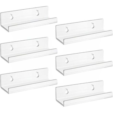 Lot de 6 Support Vinyle Mural en Acrylique Transparent, Etagere Transparente, Petite Etagere Murale, Étagère Murale Flottantes pour Vinyle, Panneaux, Photos, Livres (1/4)