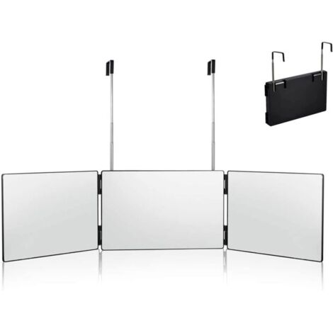 LaBlanc Miroir 360° Coiffure, Miroir 3 Faces Barbier, Miroir Suspendu Portable&Hauteur Réglable, Maquillage Pliable pour Coiffure, Rasage, pour Homme&Femme (sans LED) (1/4)