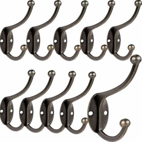 10 Pcs Rétro Crochet Patère Porte Manteau Mural Vintage Crochet de Porte Métal pour Salle de Bain Cuisine Chambre Entrée (Copper) (1/4)