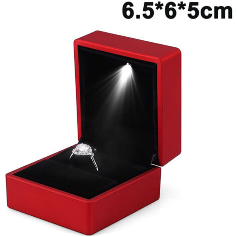 Boîte bagues avec éclairage LED, écrin bijoux, organisateur alliances fiançailles (1/4)
