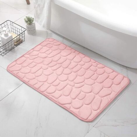 Tapis de bain en mousse à mémoire de forme Tapis de bain antidérapant Tapis de bain absorbant de haute qualité Lavable en machine (rose) (1/4)