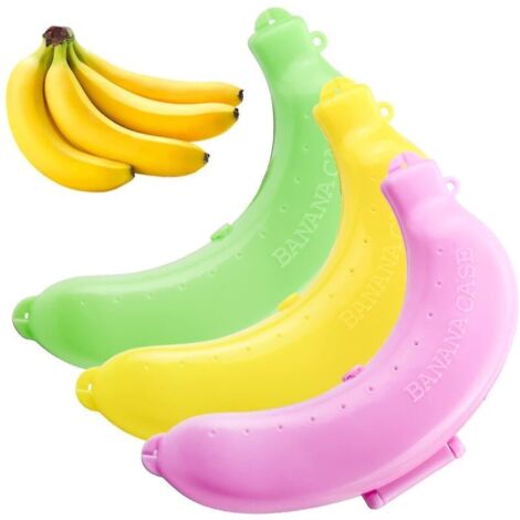 Étui à bananes, lot de 3 couleurs assorties, porte-bananes de voyage, boîte de rangement et de protection mignonne pour bananes