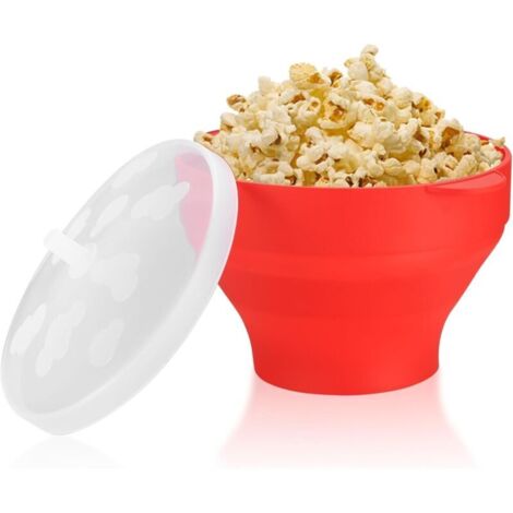 Grand récipient à pop-corn pliable en silicone avec couvercle, sans BPA, sans huile, pour micro-ondes, maison, cuisine, fête (1/4)
