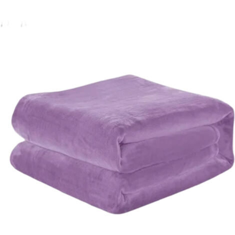Couverture élégante et luxueuse au toucher velours, légère et confortable, toute saison, en flanelle ultra douce et moelleuse pour canapé, lit, voyage, design uni, King size/Cali King, lilas (1/4)