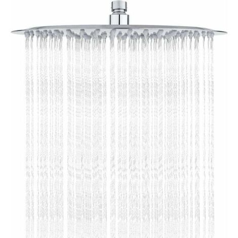 Tete de Douche Inox - Douche Economie d'Eau, Pommeau de Douche Ronde 30CM, Tete de Douche Pluie Universelle Filetage 1/2 Pouce, Rotatif 360°, Inclinable 30°, Facile à Installer et à Nettoyer (1/4)