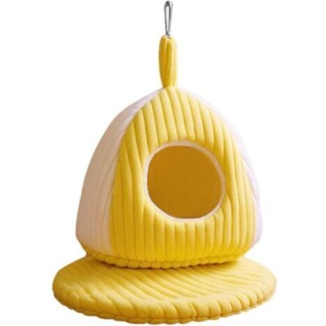 Nido de pájaro cálido para invierno, hamaca colgante gruesa para loros, cómoda cama planeadora de algodón, cojín extraíble incorporado para que duerma tu mascota (S)