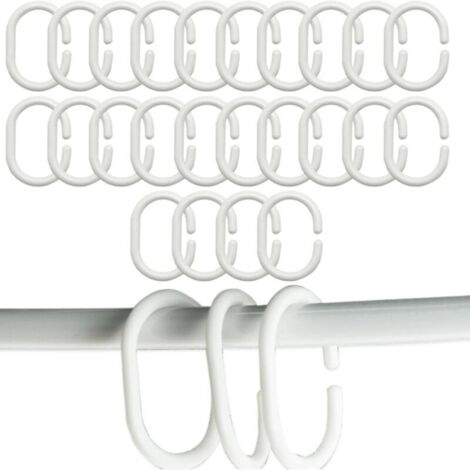 24pcs Anneaux de Rideau de Douche en Plastique en Forme de C Crochets de Rideau pour Rideau de Porte, Rideau de fenêtre (1/4)