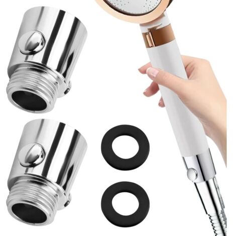 Stop Douche, 2 Pièces Vanne d'arrêt Pommeau de Douche G1/2 Valve de Pommeau de Douche Economiseur d'eau pour Robinet Douche Interrupteur à Un Bouton pour Pommes de Douche Douchettes (1/4)