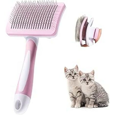LaBlanc - Brosse Autonettoyante Pour Animaux de Compagnie,Brosse Pour Poils Longs et Courts,Pour Chiens Chats Eliminer Efficacement des Tomentose Sous-poil Tangles , Rose (1/4)