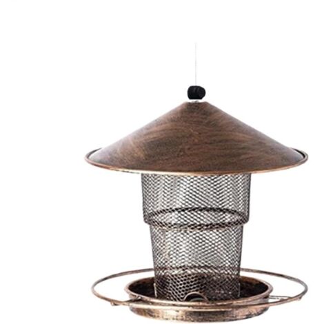 Mangeoire à oiseaux en métal, mangeoires pour oiseaux sauvages, conception en fer résistant aux intempéries, grande capacité, idéale pour le jardin, la cour et la décoration extérieure (1/4)