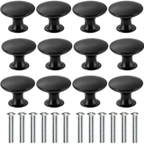 Lot de 12 boutons de tiroir vintage en laiton antique de 30 mm de diamètre,poignée de meubles de cuisine poignée de porte d'armoire (noir) (1/4)