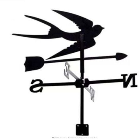 Girouette Hirondelle, girouette de décoration, kit d'indicateurs de Direction du Vent extérieur Jardin pelouse Support en métal girouette (1/4)
