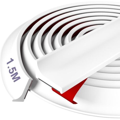 Seuil De Douche Barrage d'eau Silicone Pliable Barriere De Douche Anti Débordement pour La Joint Porte Douche, La Cuisine（Blanc, 1.5M）