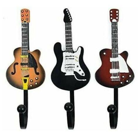 Patères Murales - Crochets pour la Maison Chambre à Coucher Forme de Guitare Décorative Crochets et patères pour Chapeaux Manteau Vêtements, 3 Pcs (1/4)