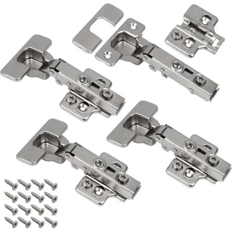 Charnière compatible meuble et porte avec cache – Montage facile et réglage simple (4 pièces) (1/4)