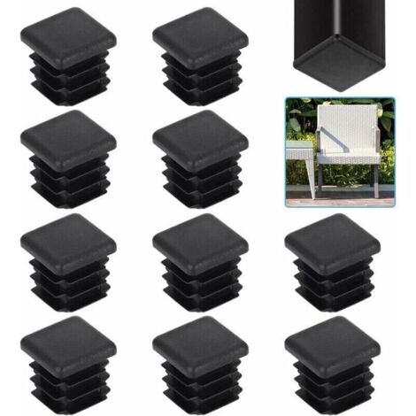 20 pièces bouchons de tube carré 20 20mm embout de tube carré bouchons de tube carré en plastique noir embout d'aileron carré embout de chaise solide embout de tube de chaise pied de table pour chaise (1/4)