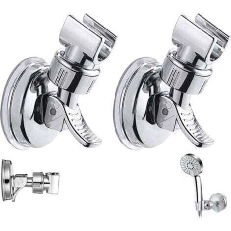 2 pcs Support de pomme de douche réglable amovible support mural de douche ventouse support de tête de douche réutilisable sans perceuse étanche pour Salle de Bain Hôtel Carrelage en Verre Métal (1/4)