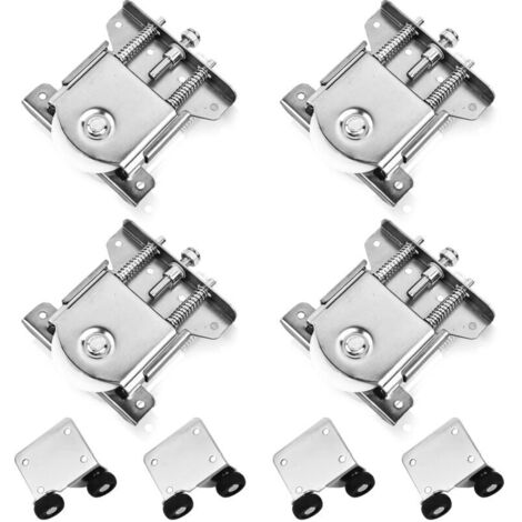 4 Pièces Roulette Porte Coulissante Placard, Kit Porte Coulissante Pour Armoires Placard, Blanc Galvanisé Anticorrosion- Pour Portes Coulissantes, Armoires, Vitrines (1/4)