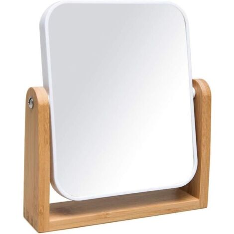 Miroir de Maquillage avec Support, Miroir cosmétiques grossissant Double Face 1X/3X avec Rotation à 360 degrés, Miroir de Table Portable pour Salle de Bain - Blanc (1/4)
