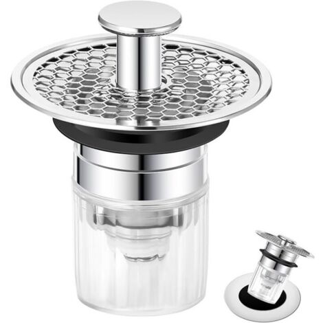 Bonde de Lavabo, Bouchon Lavabo Salle de Bain 32-42mm, Universel Pop-Up Bouchon de Lavabo Bouchon Evier Cuisine Salle de Bain, Bonde Lavabo avec Filtre Anti-Clogging et Anti-Odeur