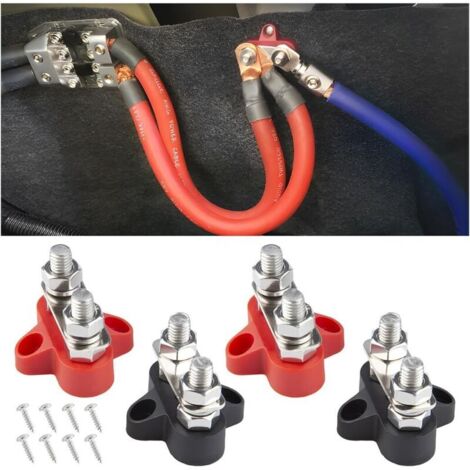 Lablanc – Bloc de bornes de barre de bus 4 pièces – Bornier M8 pour 12-48V DC – Connexion rapide, résistantes à l'usure – Pour véhicules, camions, bateaux (1/4)