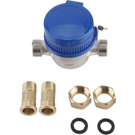 Compteur d'eau mécanique en cuivre 1,5 m3/h 0-40 ℃, 15mm, jauge de débit d'eau 1/2 pouces