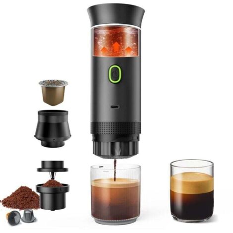 Cafetière Portable Machine à Café Cafetière Expresso Chauffage Compatible avec Les Capsules Café Moulu pour Voiture Camion Camping (1/4)