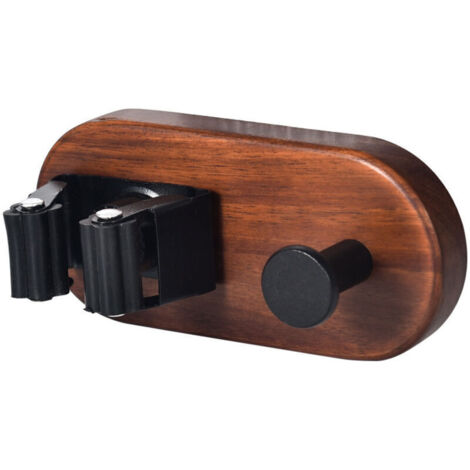 Pince à balai en noyer (avec colle sans clous), idéale pour la cuisine, la maison, la salle de bain et le rangement dans le garage, noire